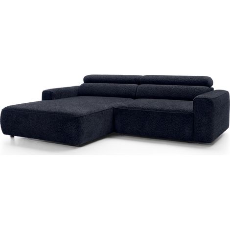 Selsey Fando – Ecksofa mit elektrischem Sitzauszug, Ottomane links, Chenille Navyblau (1/5)