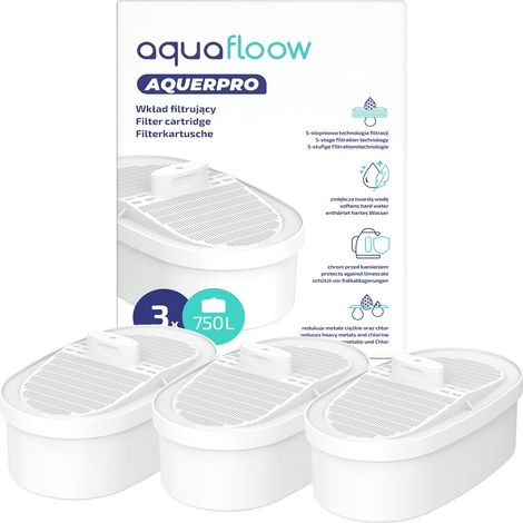 3 cartouches filtrantes pour carafes filtrantes Waterdrop  Capacité de filtration 750 L, filtration en 7 étapes  Compatible avec WD-WFD-24, WD-PT-05P, WD-PT-07W et WD-WFD-40 (1/5)