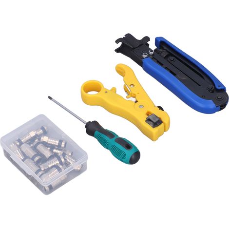 Kit de sertissage de câble coaxial, outil de compression coaxial multifonctionnel, kit d'outils réseau pour le dénudage