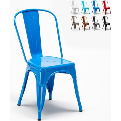chaise industrielle en acier et métal pour cuisine et bars steel one - Bleu