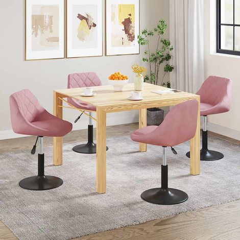 vidaXL Sillas de comedor giratorias 4 unidades de terciopelo rosa (1/5)