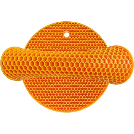 Dessous de Plat en Silicone Orange Lot de 2 Tapis Isolant Thermique Antidérapant pour Plat Chaud, Marmite et Poêle - Flexible (1/5)