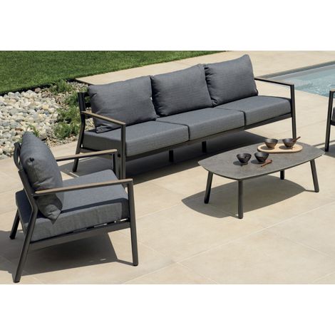 Set aus Aluminium in Anthrazit-Optik, mit grauen Kissen von MALIGI HOME MG-ROMILDA Aluminium (1/5)