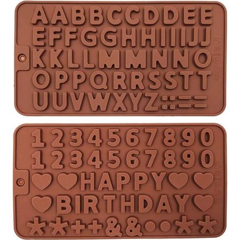 Lot de 2 moules en Silicone en Forme de Lettres et Chiffres pour décoration de gâteau d'anniversaire