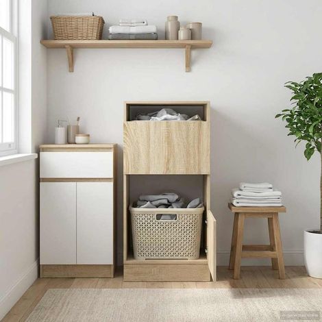 vidaXL Laundry Cabinet Set Sonoma 50 x 68 x 102 cm Engineered wood