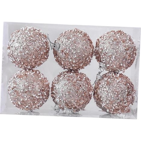 Boules De Noël - 6 Pièces - Diamètre 8 Cm - En Mousse Et Polypropylène - Pour Arbre Intérieur Extérieur - Lot Complet (1/5)