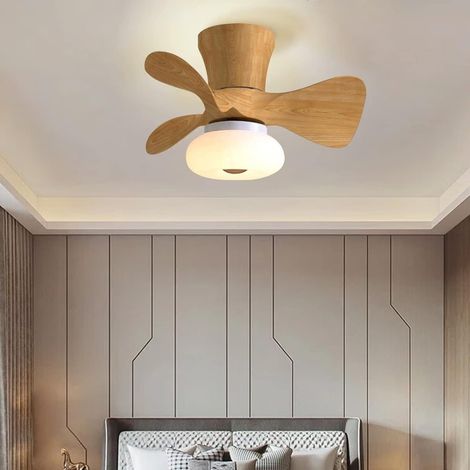 Ventilateur Plafonnier Extra Plat avec Éclairage LED pour Intérieur et Extérieur-Bois (1/5)