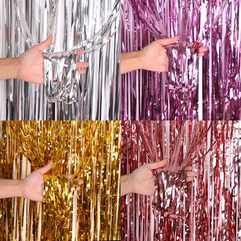 Rideau De Pluie En Paillettes - 100 X 200 Cm - Matériau Pet - Pour Décoration De Mariage Fête Noël Banquet - 1 Pièce (1/5)