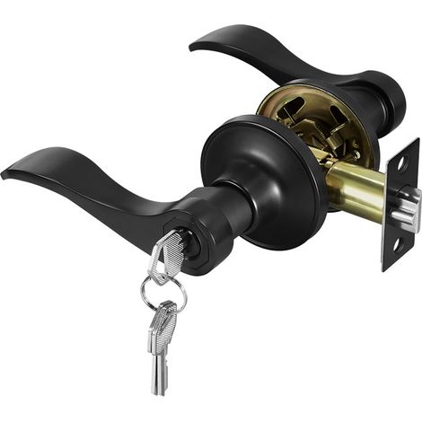 Serrure de porte d'entrée ou de bureau, finition en fer forgé noir, serrure sphérique en alliage de zinc, compatible gauche et droite.