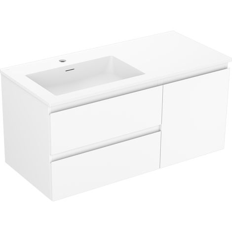 Mexen Orio Badezimmerschrank 100 cm mit Otis-Waschtisch links, 2S, 1D, weiß matt - 91A13-10047-3-BBFFF01-W18L01 (1/5)