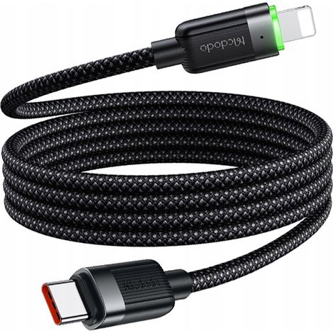Cable cargador Mcdodo USB-C de carga rápida Lightning para iPhone, 1 m, LED (1/5)
