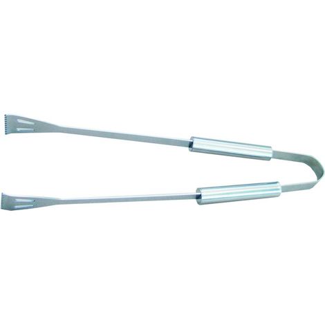 Pinzas para parrilla de acero inoxidable, herramienta para asar, diseño ergonómico, resistencia a la corrosión, color plateado