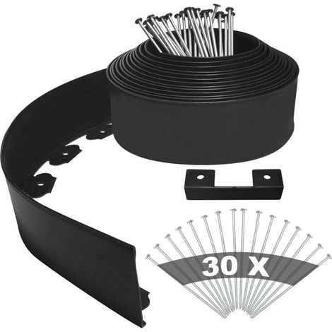 Bordure de jardin, kit de bordure de jardin extérieur 10CM de haut et 10M de long avec 30 piquets fixes, épaisseur 3MM (1/4)