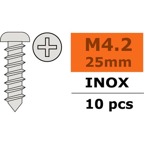 Revtec - Self-tapping Pan Head Screw - 4 2X25mm - Inox - 10 pcs