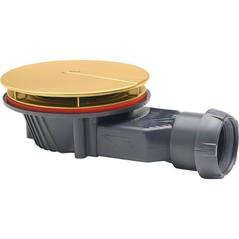 Desagüe de ducha ultraplano WIRQUIN Slim+ D90 con cúpula de ABS en acabado oro cepillado