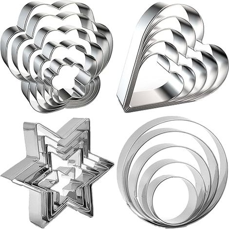 Set mit 20 Ausstechformen, Ausstechformen aus Edelstahl, Keksausstecher zum Dekorieren von Keksen/Kuchen/Gebäck