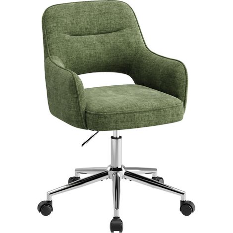 Fauteuil de Bureau Ergonomique avec Accoudoirs, Chaise Pivotante à 360° avec Hauteur Réglable, Assise Confortable en Tissu Doux,vert (1/5)