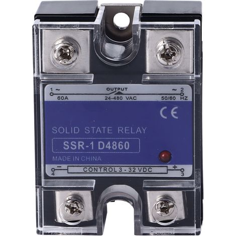 Relais à semi-conducteurs monophasé, régulateur de tension DC à AC SSR, entrée 3-32VDC, charge 24-480VAC 60A