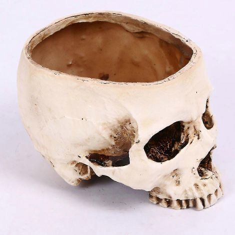 Cendrier en résine en forme de crâne, pot de fleurs, décoration d'horreur pour Halloween, bricolage, assiette à fruits, récipient de rangement, beige, 1 pièce (1/3)
