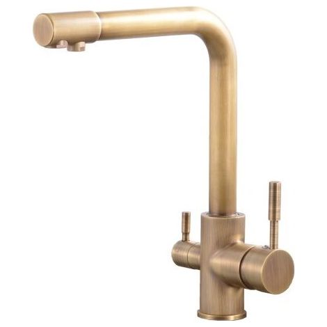 Modern Kitchen Faucet, 3 Way Kitchen Faucet with Filter Water Way Tap, Double Handle Drinking Water Taps 3 Way Bronze Kitchen Mixer Tap with Accessories (1/5)