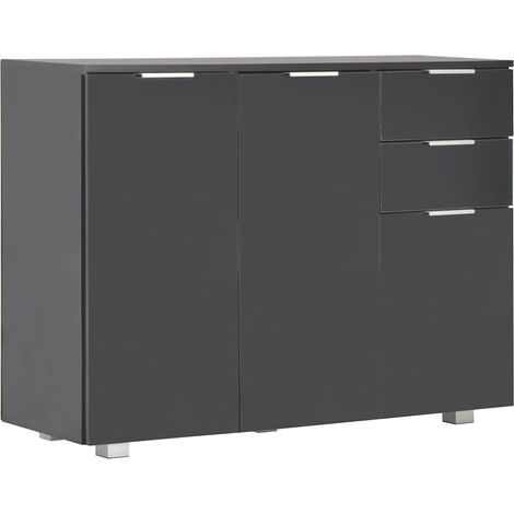 Buffet Commode Armoire Luxueux, pour Salon Chambre Entrée Cuisine, Noir brillant 107 x 35 x 76 cm OIB7585E (1/4)