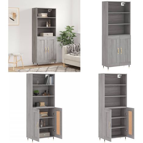 Highboard Grau Sonoma 69,5x34x180 cm Holzwerkstoff - Holzwerkstoff - Schrank (1/5)