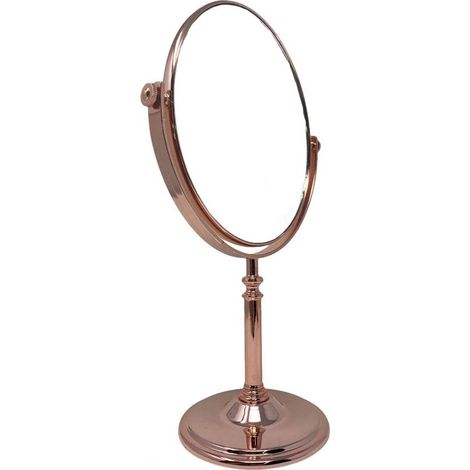 Specchio cosmetico ovale con zoom girevole oro rosa varie misure 19.5x16cm (1/5)