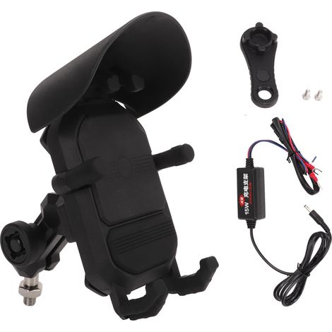 Support téléphone moto en alliage d'aluminium, charge sans fil 12V 15W, support ajustable avec amortisseur (1/5)