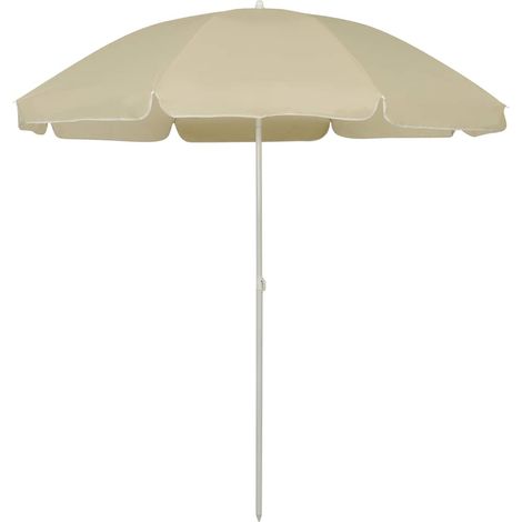 Parasol de Plage Inclinable Style Hawaï en Polyester Blanc et Jaune Sable Ø 240 cm - PANGIVO (1/5)