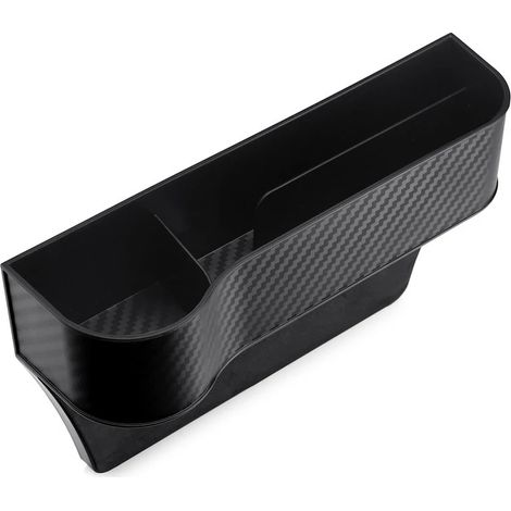 (Gauche Noir - Plastique) 2 pièces Organisateur de remplissage d'espace pour siège auto, porte-gobelet en cuir, boîte de rangement latérale pour console centrale avec porte-gobelets, poches pour coutu (1/5)