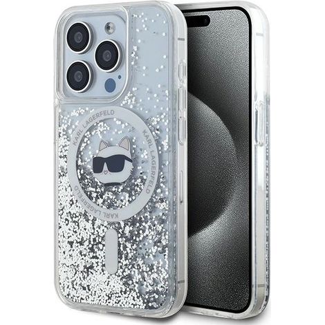 Coque rigide transparente à paillettes liquides Karl Lagerfeld KLHMP14LLGCHSGH pour iPhone 14 Pro 6.1, motif Choupette Head, compatible MagSafe (1/5)