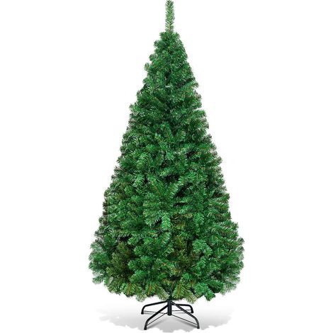 Weihnachtsbaum, künstlicher Weihnachtsbaum für Weihnachtsdekoration, PVC-Material mit Metallsockel, Naturgrün (1,5 m) (1/5)