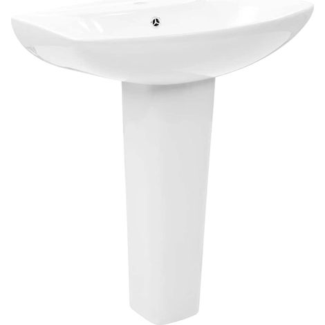 vidaXL Lavabo de pie de cerámica blanco 650x520x200 mm (1/2)