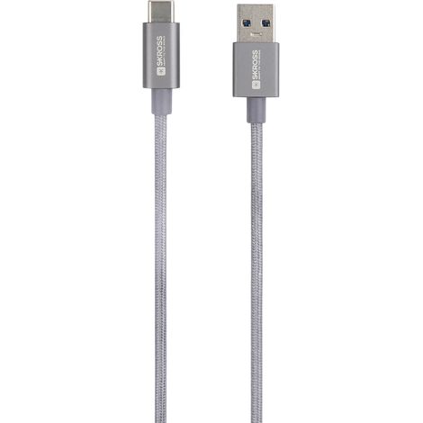 Skross USB-Kabel USB 3.2 Gen1 USB-A Stecker 1.20 m Spacegrau Rund, Flexibel, Stoff-Ummantelung SKCA (1/5)