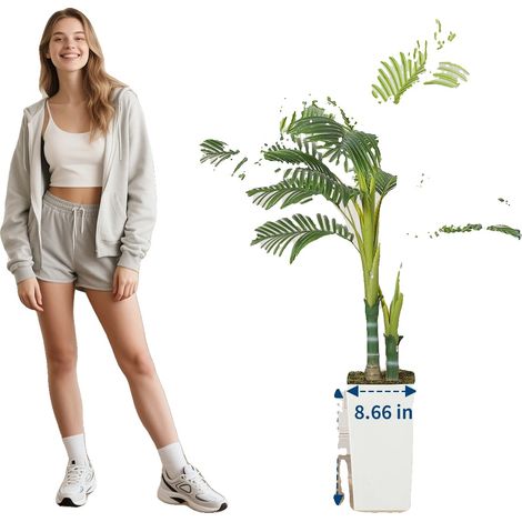 Palmera artificial, para uso interior/exterior, diseño realista, 150 cm. (1/2)