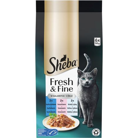 Aliment humide pour chat Sheba saveur poisson en gelée 6x50 g 1 pc.