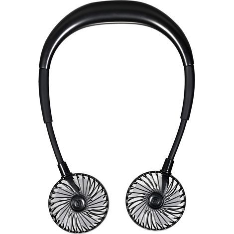 Wiederaufladbarer tragbarer Nackenventilator mit LED-Beleuchtung, stilvollem Design und doppelter Luftstromfunktion, ideal für Reisen, Outdoor-Aktivitäten und das Büro. (1/5)