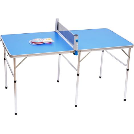 Tischtennisplatte Mini Tischtennis Platte Tischtennistisch klappbar mit Tischtennis Netz Schläger und Bälle152x76x76cm für Wohnung Garten (1/5)