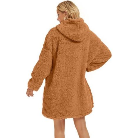 Couverture à Capuche - - Flanelle 100% - Douce et Chaude - Unisexe - Poches Avant (1/4)