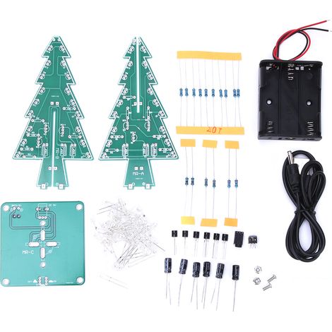 Kit de circuits électroniques pour arbre de noël 3D, décoration de vacances stéréo LED, 7 couleurs