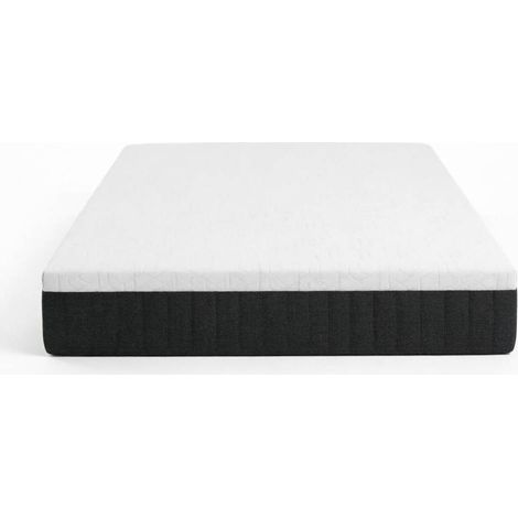 Matelas 140 x 190 cm 2 places, ressorts ensachés 7 zones, mousse à mémoire de forme 25 cm, confort moyen, housse lavable, blanc et gris - CHICFURN (1/5)