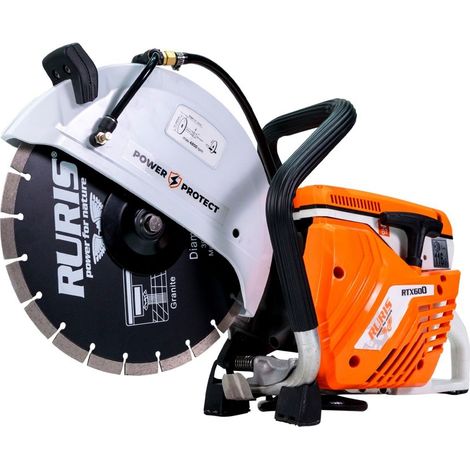 Découpeuse thermique RURIS RTX600 58 cm³ 3,3CV - Disque 300 mm - Profondeur de coupe 100 mm - Coupe humide et sèche - Easy Start