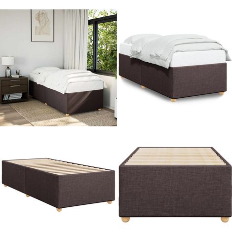 Bettgestell ohne Matratze Dunkelbraun 90x200 cm Stoff - Bettestel - Doppelbett - Bettrahmen - Holzbettwäsche - Massivholzbette - Home & Living (1/5)