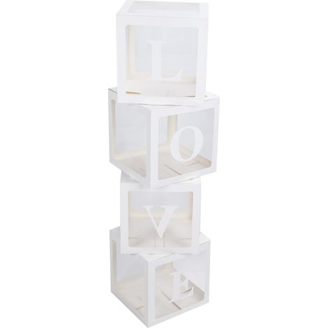 4 Boîtes à Ballons Transparentes avec Lettres LOVE, Accessoires de Décoration pour Maison ou Fête (1/5)