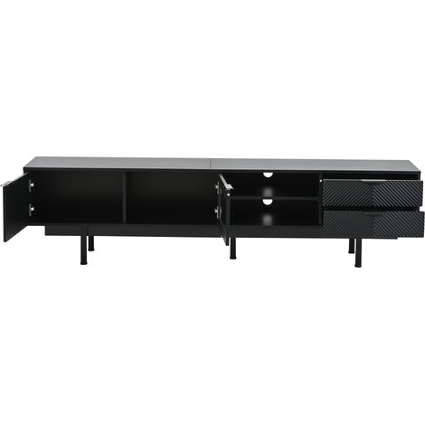 Mueble TV moderno negro 200 x 40 x 50,5 cm, 2 puertas y 2 cajones, hasta 80 pulgadas (1/5)