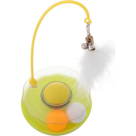 Lot de 4 balles tournantes pour chat avec bâtonnet pour divertir les chats d'intérieur (1/5)