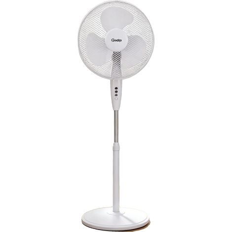 Ventilateur sur pied, 3 vitesses, tête oscillante réglable, BLANC (1/2)