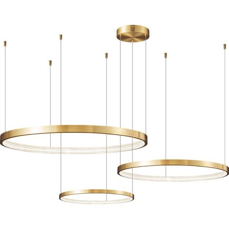 Zing Ring 80 B - lámpara de araña LED de 60 W con anillos de 80 cm en latón dorado (1/5)
