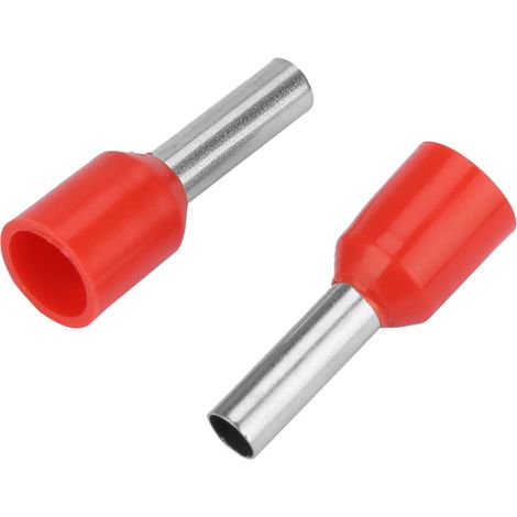 500 Stück/Set E2508 Kaltgepresste Verbindungsrohre Isolierte Steckverbinder Kabelverbinder (rot) (1/5)