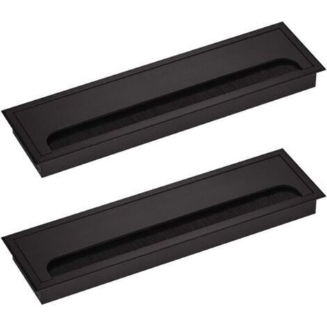 Passe-Câble pour Bureau Rectangulaire 80x 275mm Passe-Câble Presse-étoupe pour Table de Bureau Meubles de Maison CABLE Aluminium Noir Anodisé Carré 2 Pièces (1/5)
